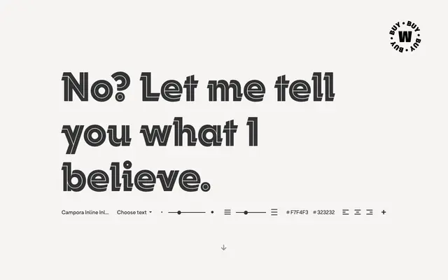 Campora specimen from W Type Foundry