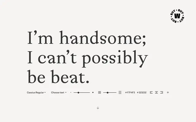 Cassius specimen from W Type Foundry