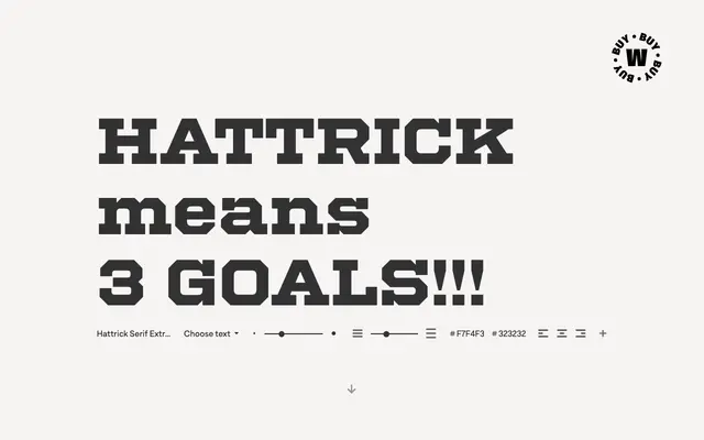 Hattrick specimen from W Type Foundry