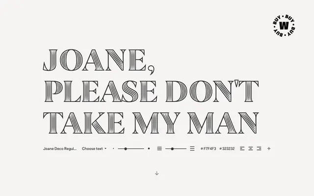 Joane specimen from W Type Foundry