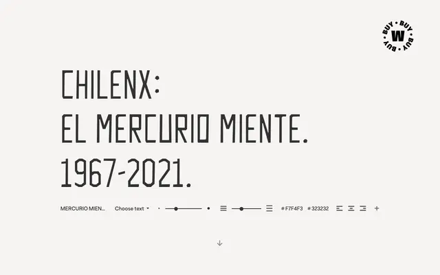Mercurio Miente specimen from W Type Foundry