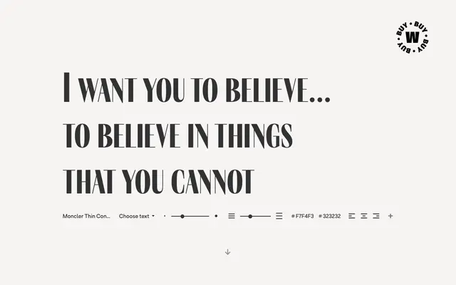 Moncler specimen from W Type Foundry