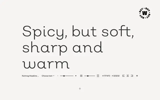Nutmeg specimen from W Type Foundry