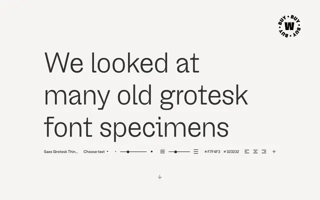 Saes Grotesk specimen from W Type Foundry