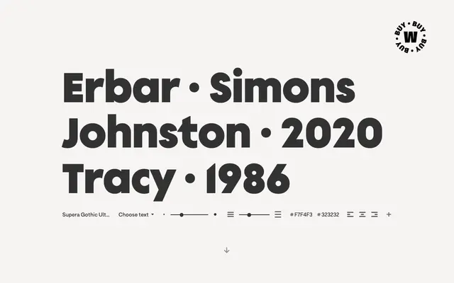 Supera Gothic specimen from W Type Foundry