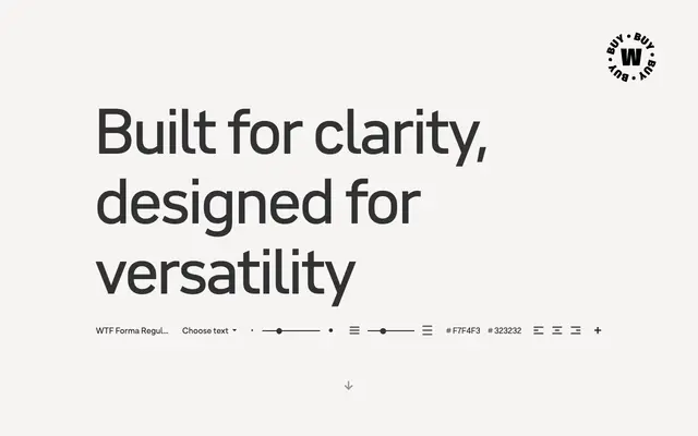WTF Forma specimen from W Type Foundry