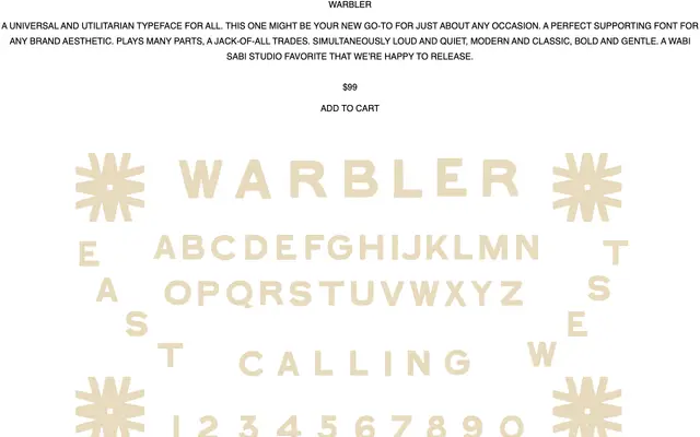 Warbler specimen from Wabi Sabi Type