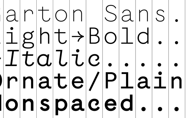 Garton Sans specimen from Weekend Type