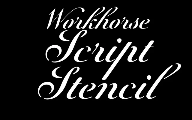 Workhorse Script Stencil specimen from Workhorse Type Foundry
