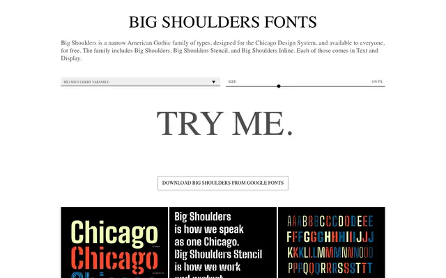 Big Shoulders specimen from XO Type Co