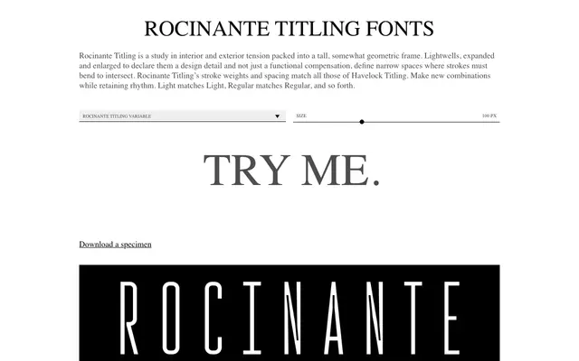 Rocinante Titling specimen from XO Type Co