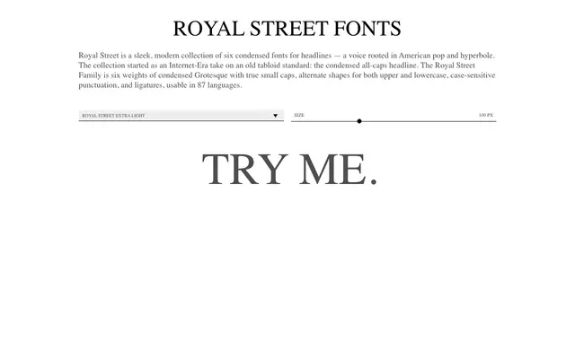 Royal Street specimen from XO Type Co