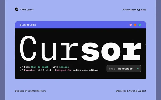 YWFT Cursor Mono specimen from YouWorkForThem