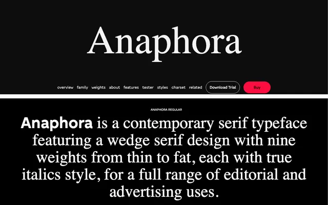 Anaphora specimen from Zetafonts
