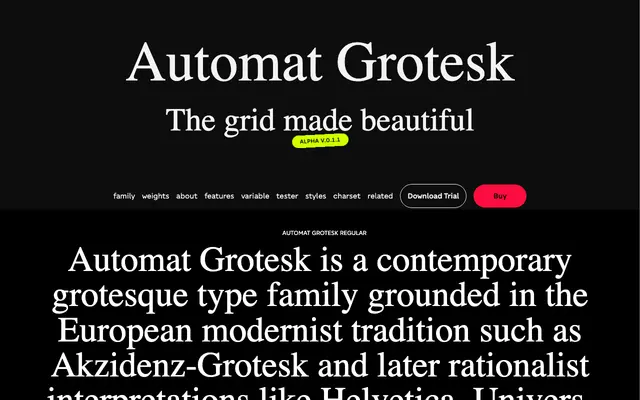 Automat Grotesk specimen from Zetafonts