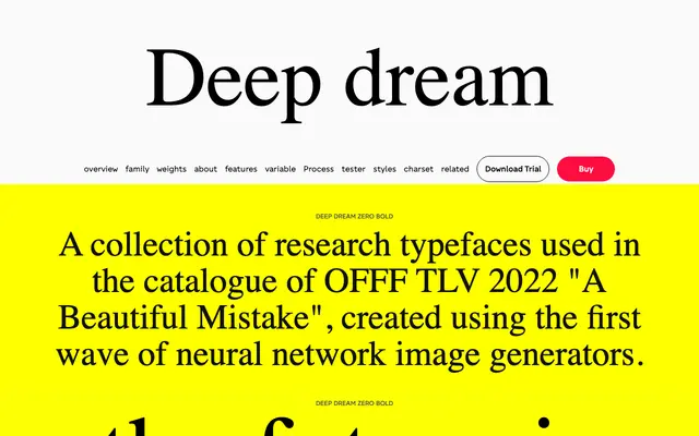 Deep Dream specimen from Zetafonts