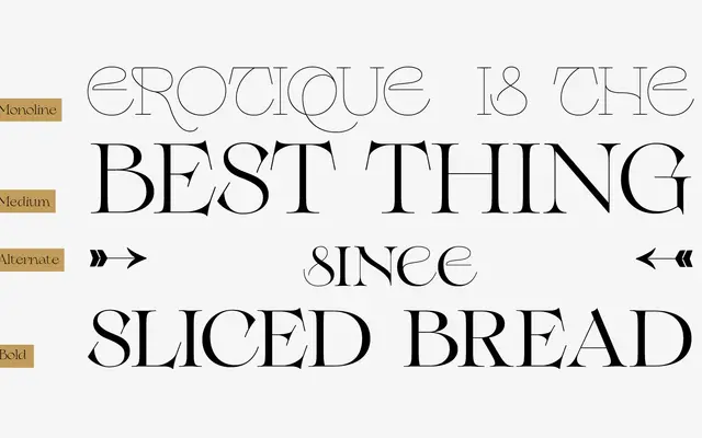 Erotique specimen from Zetafonts