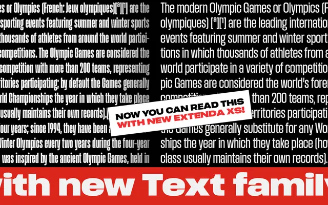 Extenda specimen from Zetafonts