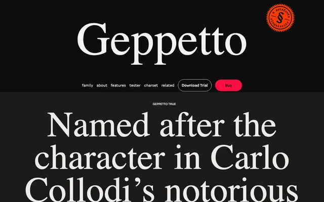 Geppetto specimen from Zetafonts