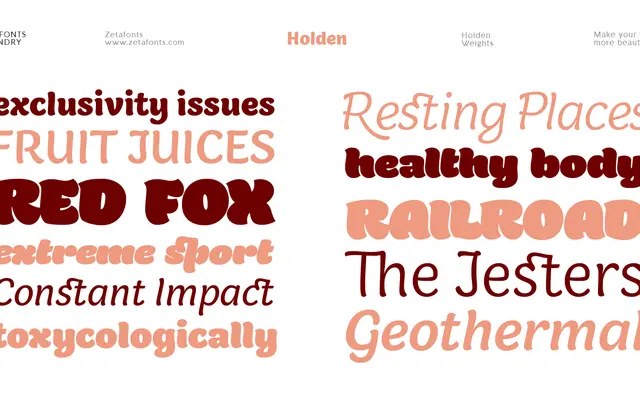 Holden specimen from Zetafonts