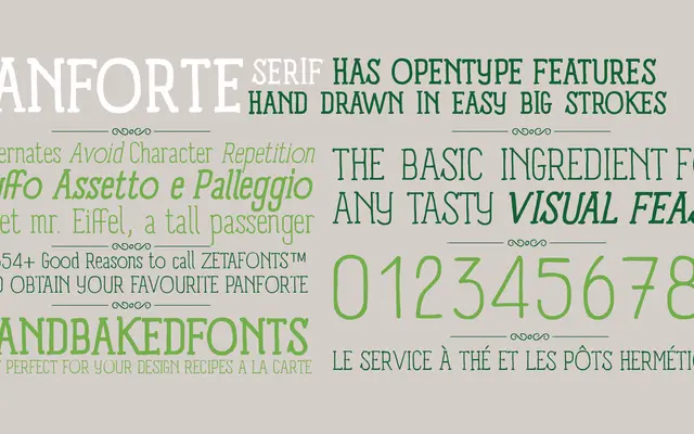 Panforte Serif specimen from Zetafonts