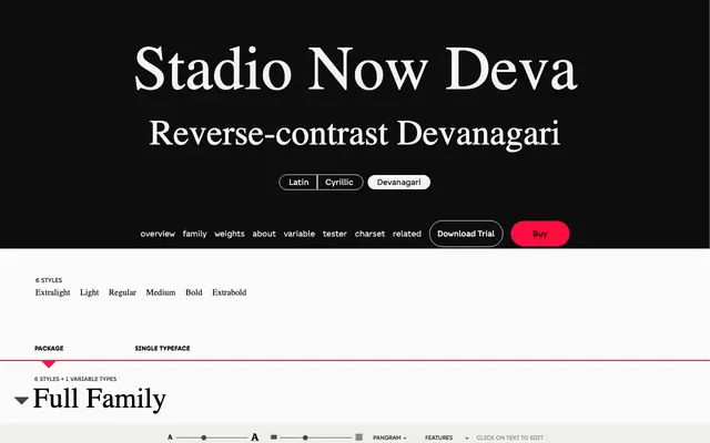 Stadio Now Deva specimen from Zetafonts